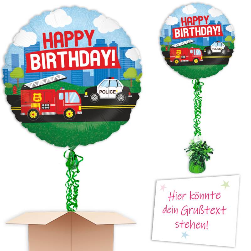 Ballonversand Heliumballon Feuerwehr & Polizei zum Kinder-Geburtstag von Happygoods GmbH