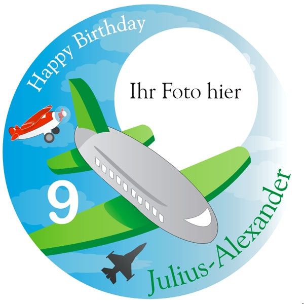 Flugzeug Foto Tortenaufleger mit Foto, Name, Alter von Happygoods GmbH