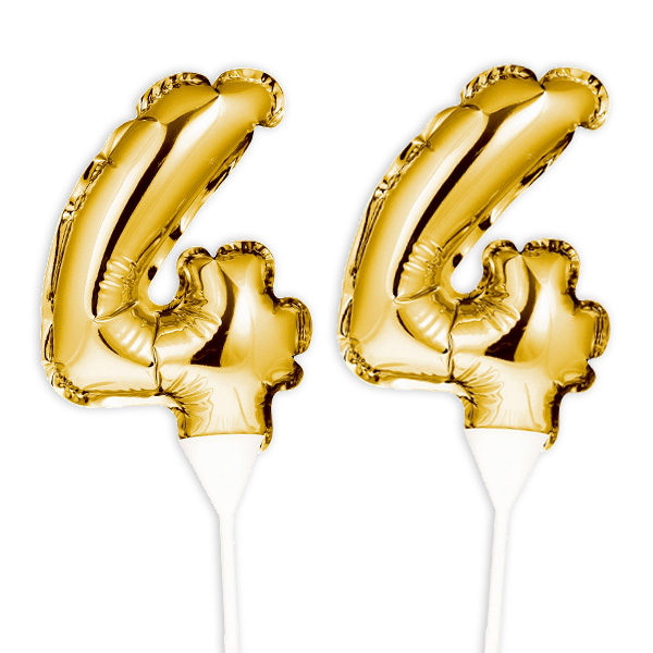 Folienballon-Kuchenpicker zum 44. Geburtstag, Zahl 2 x 4, selbstaufblasend von Happygoods GmbH
