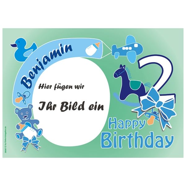 Fototorten Auflage zum 2ten Geburtstag Jungs +Name+Alter von Happygoods GmbH