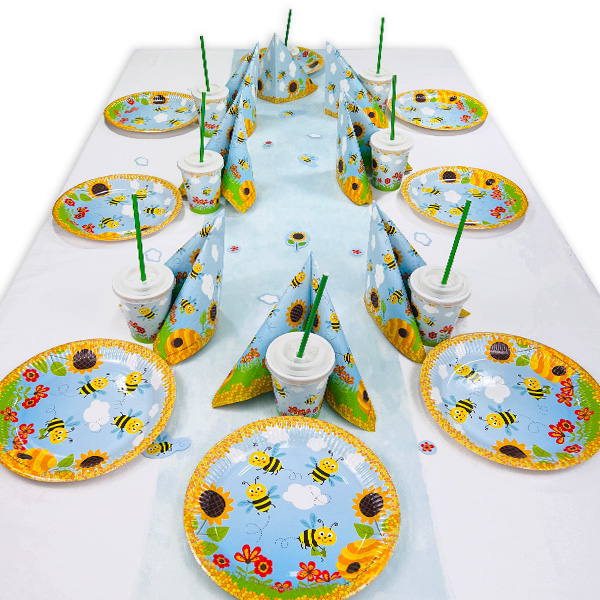 Freche Bienchen Tischdeko Set bis 16 Kinder, 94-teilig von Happygoods GmbH
