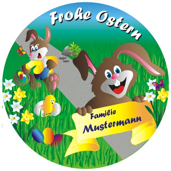 Frohes Osterfest Tortenaufleger mit Familienname – rund, E14 von Happygoods GmbH