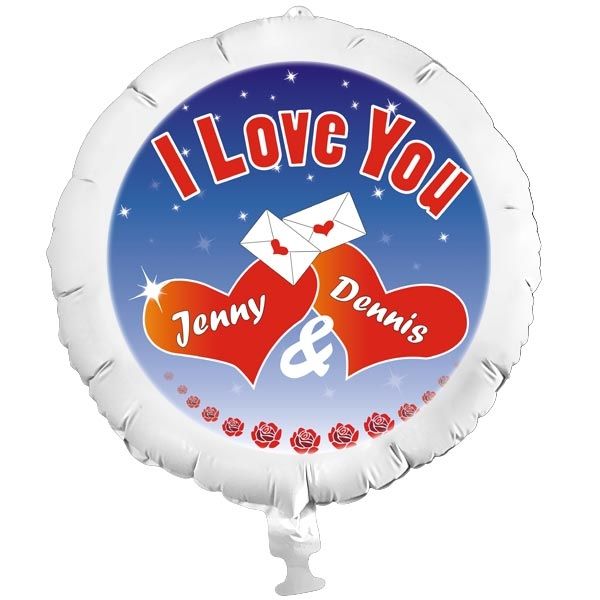 Geschenkballon I LOVE YOU mit Herzen f.Valentinstag, Hochzeitstag, Heiratsantrag von Happygoods GmbH