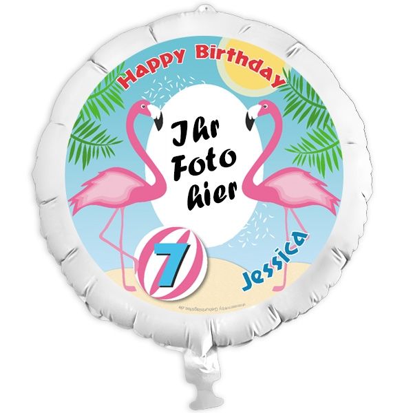 Geschenkballon mit Foto für Flamingoparty u. Kindergeburtstag +Name von Happygoods GmbH