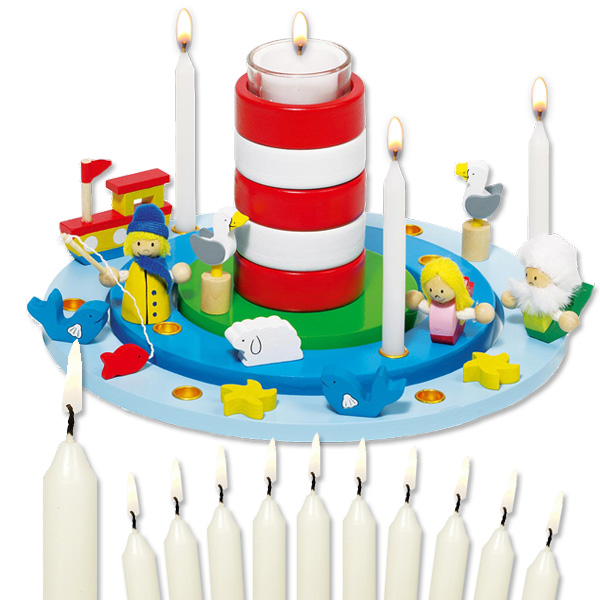 Goki Geburtstagskranz Set "Leuchtturm", inkl. 11 Kerzen von Happygoods GmbH