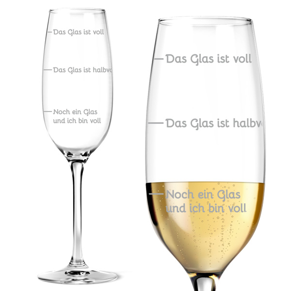 Graviertes Sektglas, "Ich bin voll" mit Füllstandsanzeigem, Spaßgeschenk von Happygoods GmbH