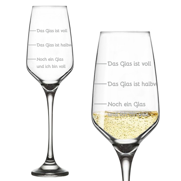 Graviertes Universal-Glas, "Ich bin voll" mit Füllstandsanzeige, Spaßgeschenk von Happygoods GmbH