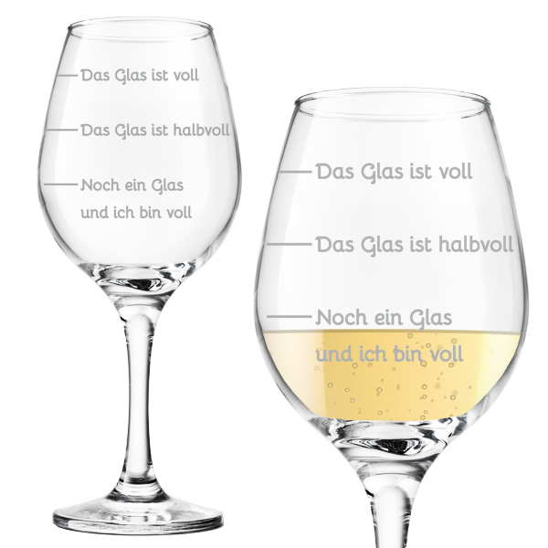 Graviertes Weinglas, "Ich bin voll" mit Füllstandsanzeige, Spaßgeschenk von Happygoods GmbH