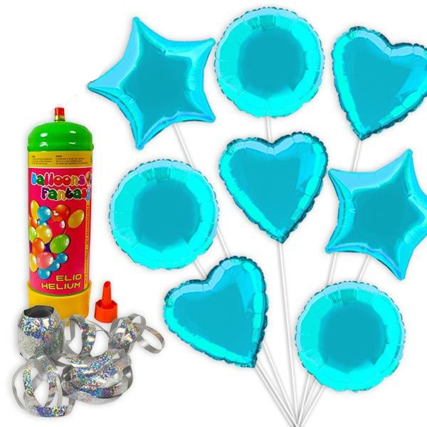 Helium Ballongas Set Blau, 10tlg von Geburtstagsfee