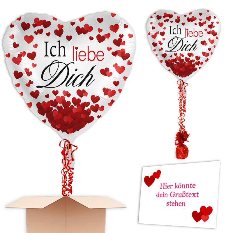 Herzballon "Ich liebe Dich" inkl. Ballongas, Bänder, Gewicht von Happygoods GmbH