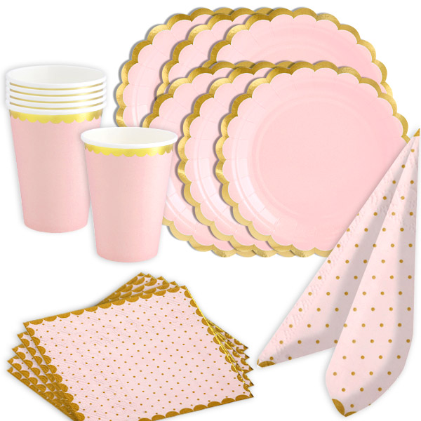 Herzlichen Glückwunsch Rosa-Gold Basic Tischdekoset, 32-tlg. von Happygoods GmbH