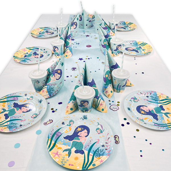 Kleine Meerjungfrau Tischdeko Set bis 16 Gäste, 90-teilig von Happygoods GmbH