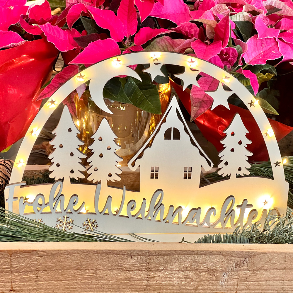 LED-Schwibbogen aus Holz mit Weihnachtslandschaft – Stimmungsvolle Weihnachtsdeko mit 20 LEDs LED-Schwibbogen aus Holz mit Weihnachtslandschaft – Stimmungsvolle Weihnachtsdeko mit 20 LEDs von Happygoods GmbH