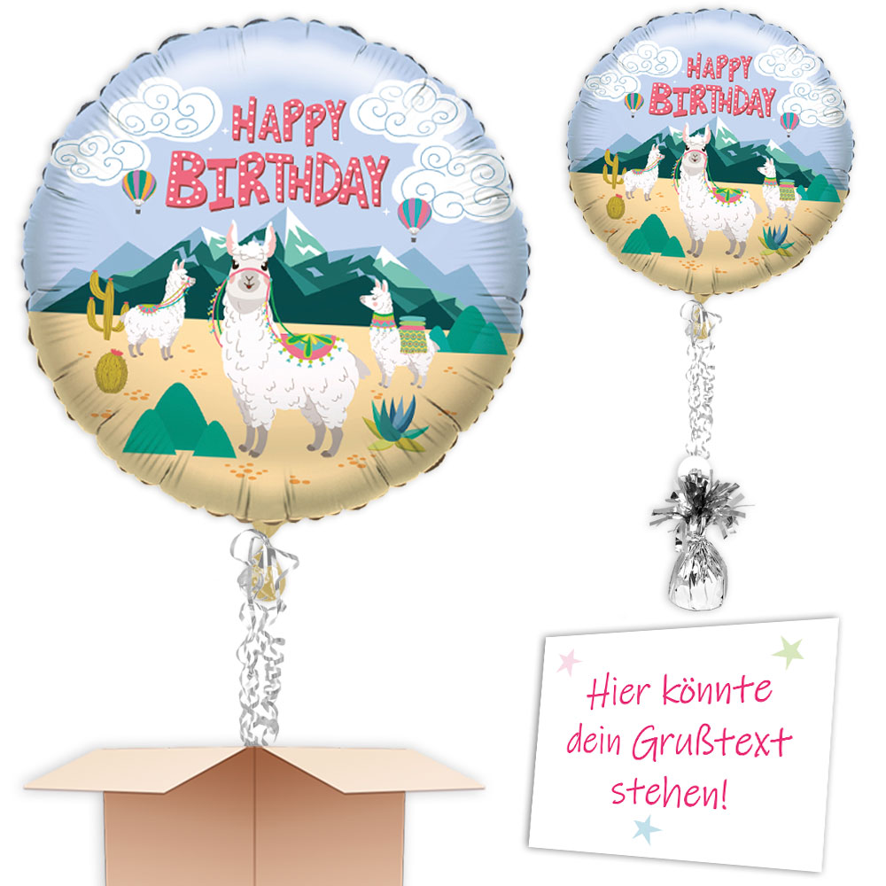 Lama  "Happy Birthday" Folienballon gefüllt verschicken von Happygoods GmbH