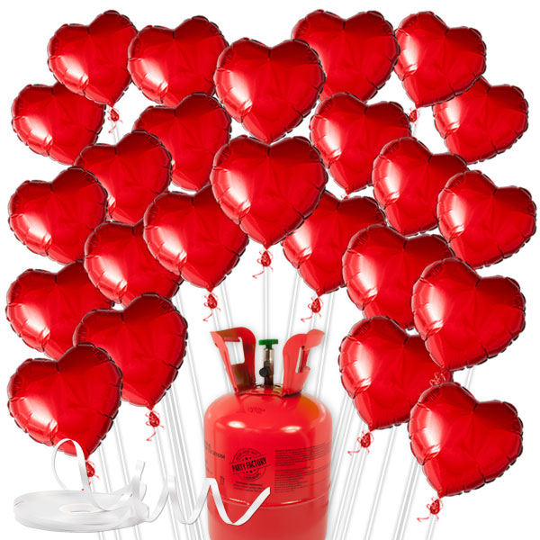 Love Ballongas-Set mit 25 Herzballons + Helium und Ballonschnüre von Happygoods GmbH
