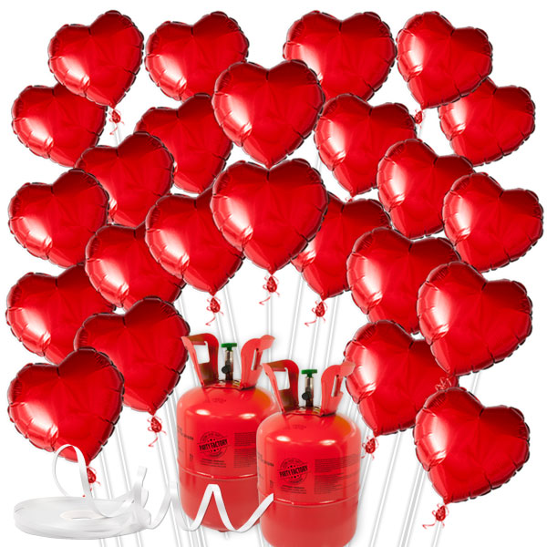 Love Ballongas-Set mit 50 Herzballons + Helium und Ballonschnüre von Happygoods GmbH
