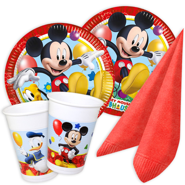 Mickey Maus Set mit Partygeschirr und Servietten für 8 Kinder, 36-tlg. von Geburtstagsfee
