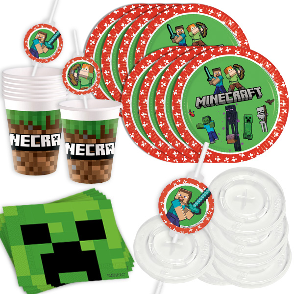 Minecraft Basic Tischdeko-Set, 52-teilig für 8 Kinder von Happygoods GmbH