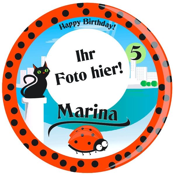 Mira Marienkäfer Tortenaufleger mit Foto, Name, Alter von Happygoods GmbH