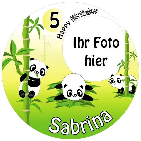 Panda Foto Tortenaufleger mit Foto, Name, Alter von Happygoods GmbH