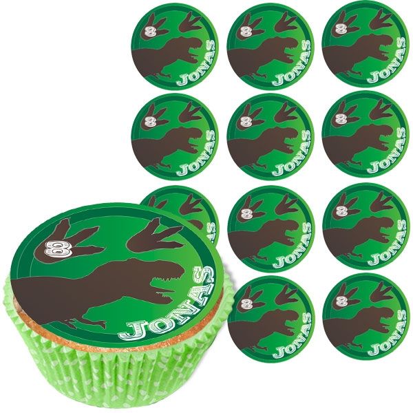 Personalisierte Muffinaufleger, 12 Stück, Dino, d= 5cm von Happygoods GmbH