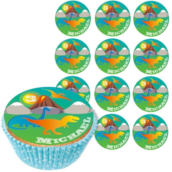 Personalisierte Muffinaufleger, 12 Stück, Dinos, d= 5cm von Happygoods GmbH