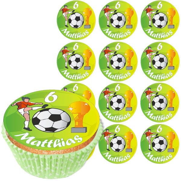Personalisierte Muffinaufleger, 12 Stück, Fussball, d= 5cm von Happygoods GmbH