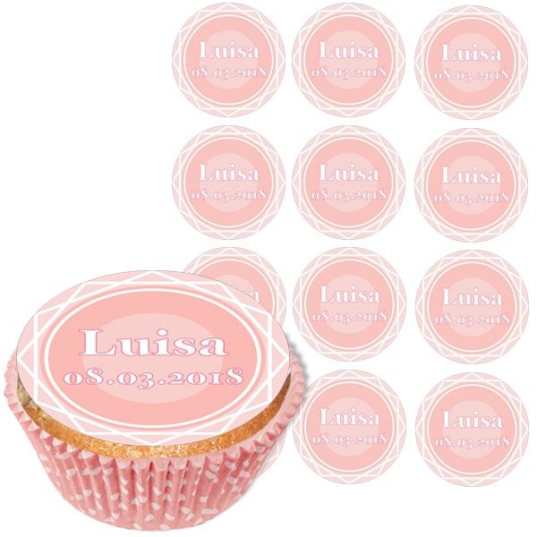 Personalisierte Muffinaufleger, 12 Stück, Mädchen Geburt, d= 5cm von Happygoods GmbH