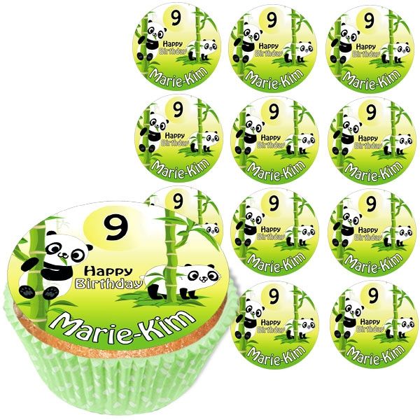 Personalisierte Muffinaufleger, 12 Stück, Panda, d= 5cm von Happygoods GmbH