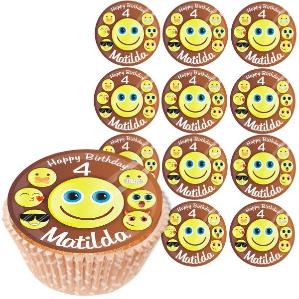 Personalisierte Muffinaufleger, 12 Stück, Smile!, d= 5cm von Happygoods GmbH