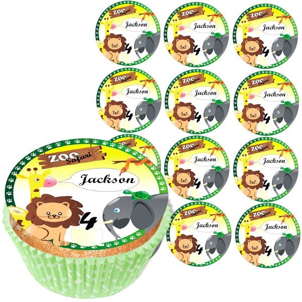 Personalisierte Muffinaufleger, 12 Stück, Zoo Safari, d= 5cm von Happygoods GmbH