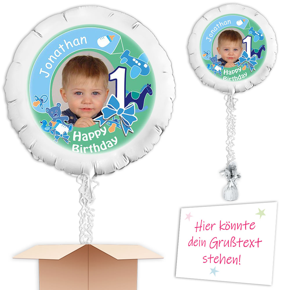 Personalisierter Ballon "1. Geburtstag Junge", Ballongeschenk mit Foto von Happygoods GmbH