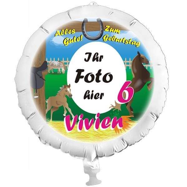 Pferde-Fotoballon, Ballongeschenk f. Pferdchen-Mottoparty, Kindergeburtstag Deko von Happygoods GmbH