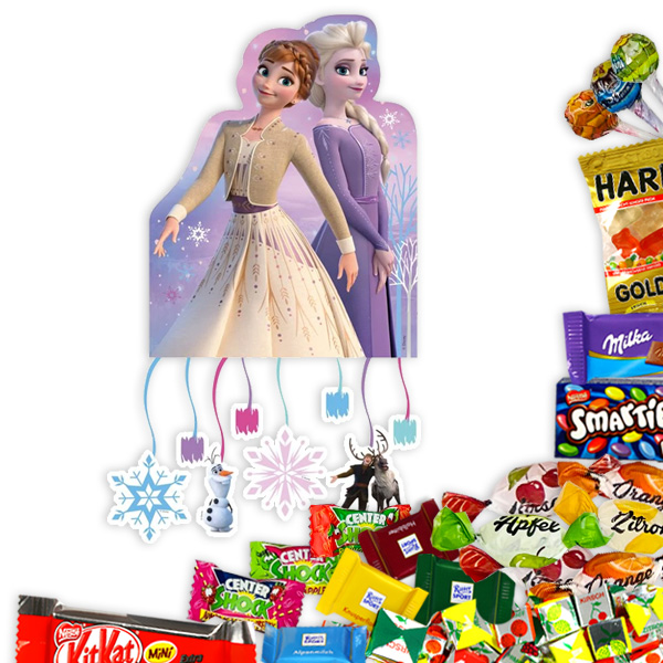 Pinata-Set Frozen mit Süßigkeiten-Mix, zauberhafte Zug-Pinata von Happygoods GmbH