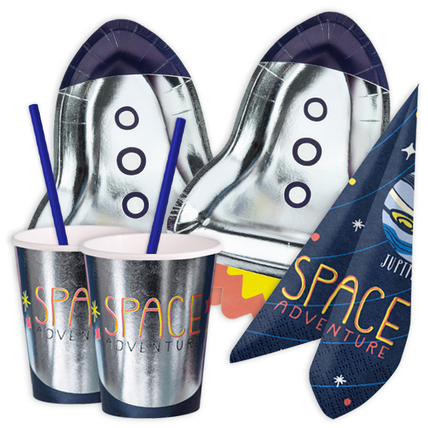 Spaciges Weltraum Basicset, Tischdeko für Astronauten Partys, 44-teilig von Happygoods GmbH