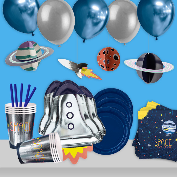Spaciges Weltraum Partyset, Tisch- und Raumdeko für Astronauten-Partys, 76-teilig von Happygoods GmbH