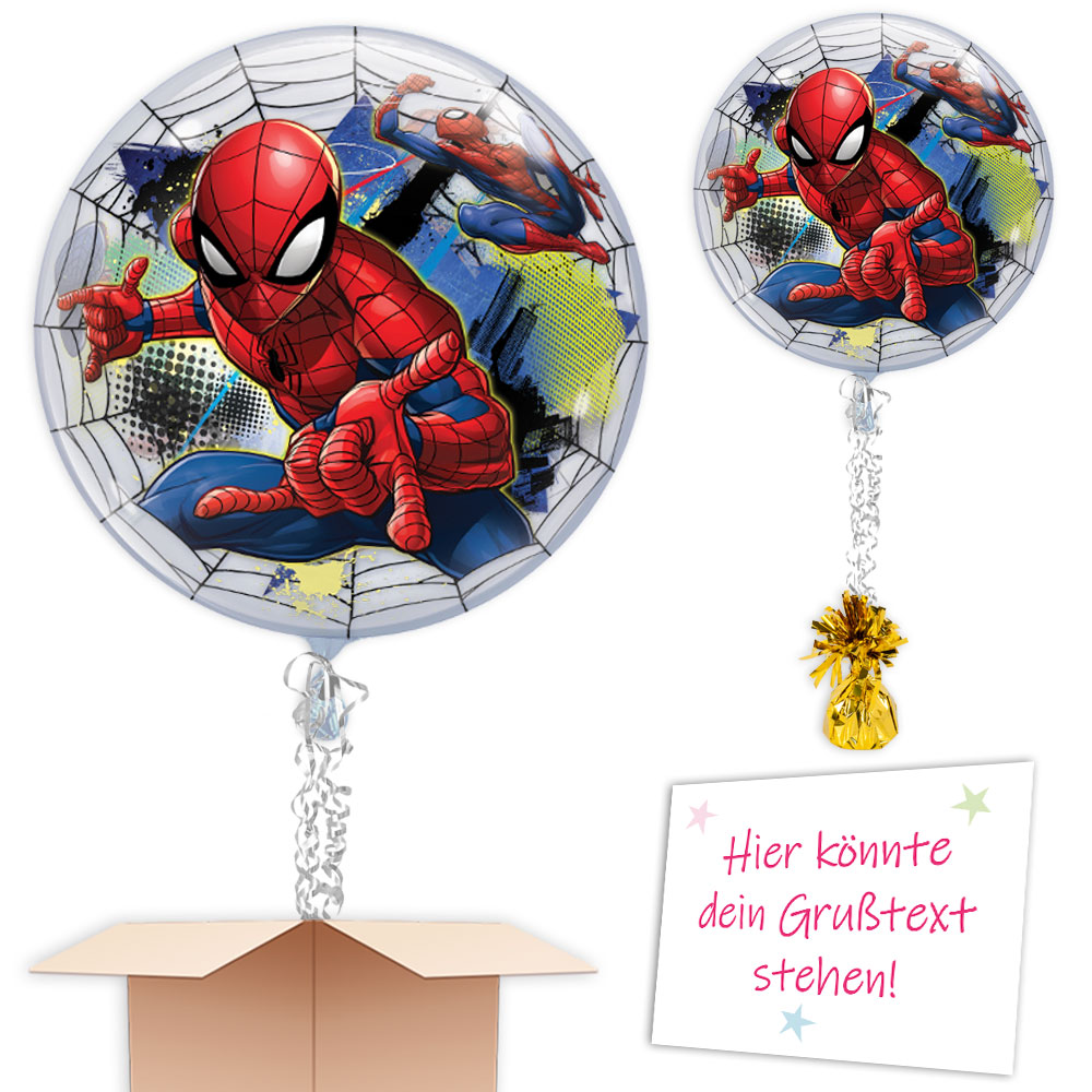 Spiderman XXL Bubble Ballon Geburtstagsgruß, Ø 56cm von Happygoods GmbH