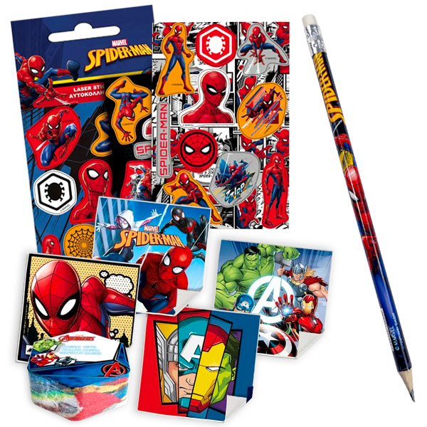 Spiderman Geschenkeset, Sticker, Bleistift und Zauberhandtuch, 3-teilig von Happygoods GmbH