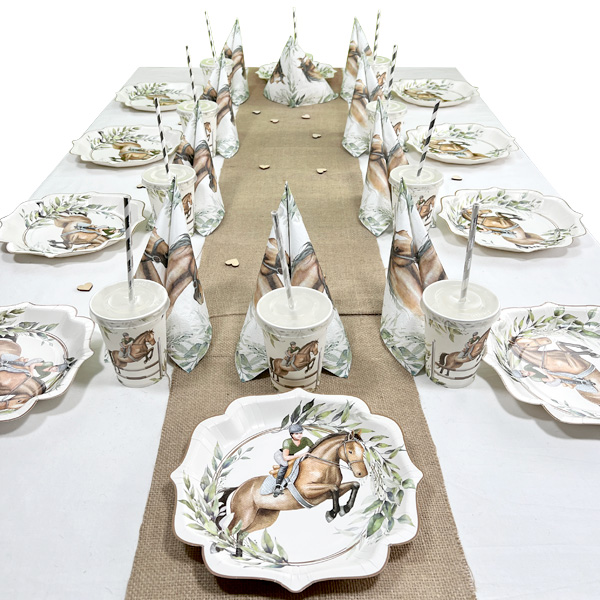 Tischdeko Set mit Pferdemotiv, bis 10 Gäste, 77-teilig von Happygoods GmbH