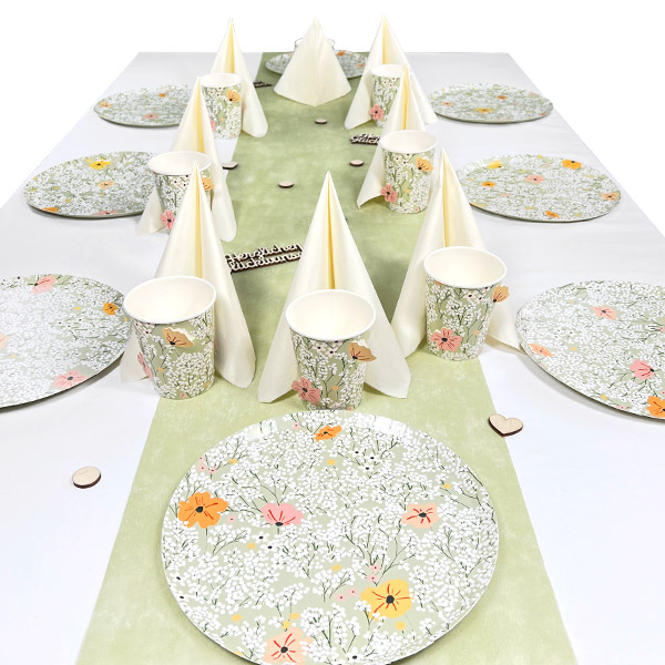 Tischdekoset Herzlichen Glückwunsch Floral, 20 Gäste, 79-tlg. von Happygoods GmbH