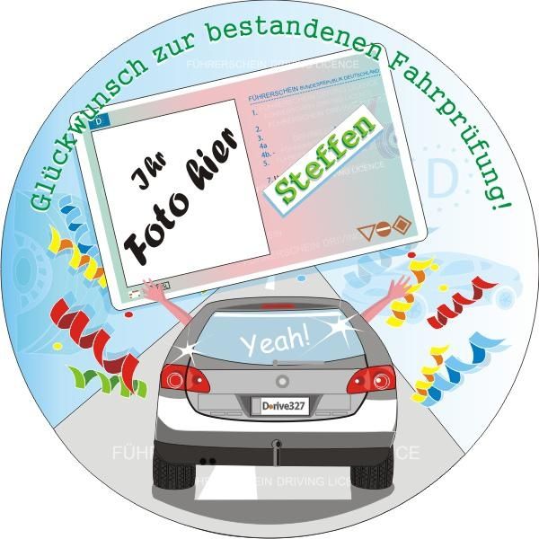 Tortenaufleger Führerschein mit Foto und Namen – rund von Happygoods GmbH