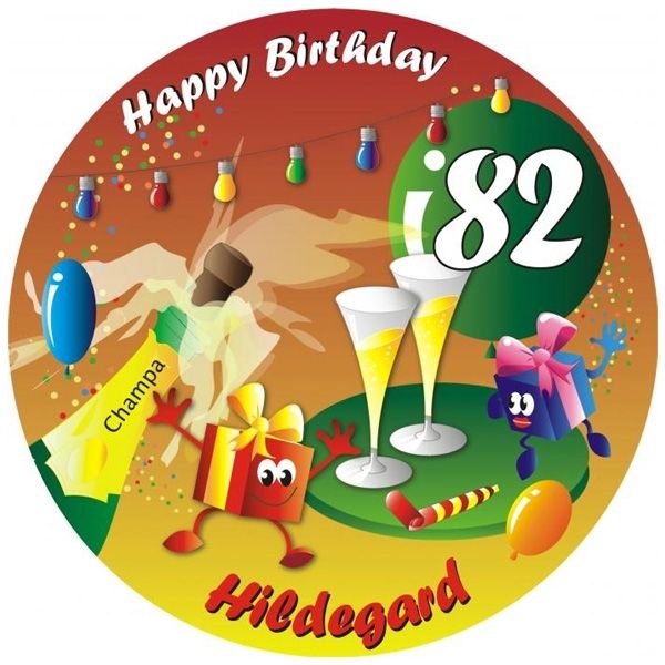 Tortenaufleger Happy Birthday Party mit Name und Alter – rund von Happygoods GmbH