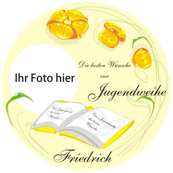 Tortenaufleger Jugendweihe mit Foto und Namen – rund von Happygoods GmbH