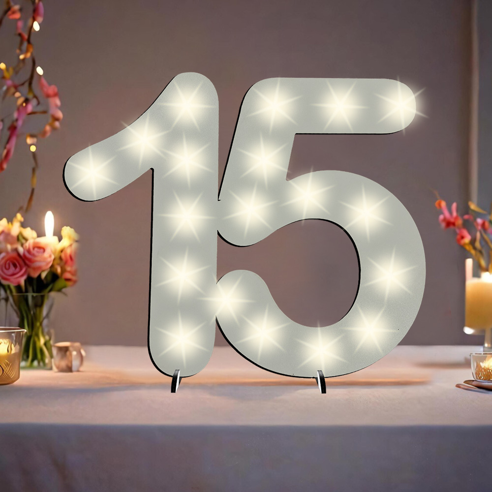 XXL Zahl weiß zum 15. Geburtstag, mit 40 LEDs, ca. 70cm x 50cm XXL Zahl weiß zum 15. Geburtstag, mit 40 LEDs, ca. 70cm x 50cm von Happygoods GmbH
