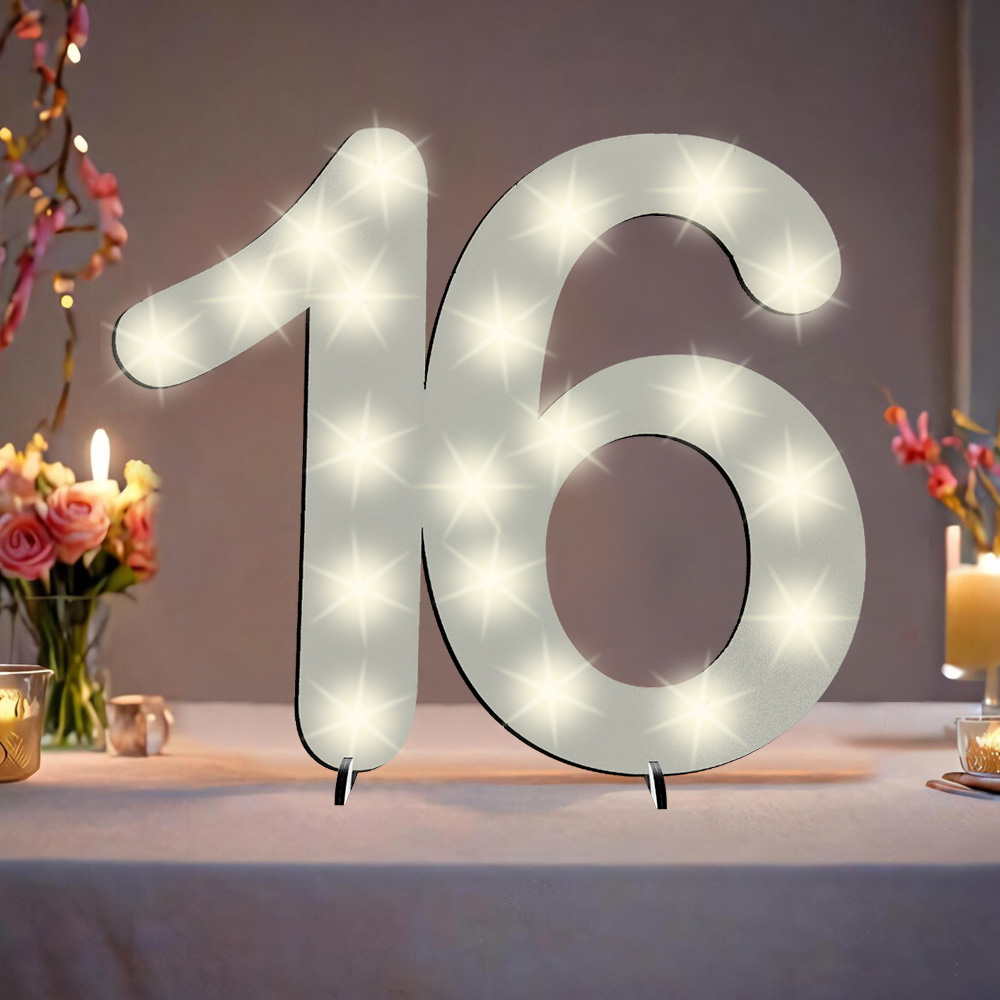 XXL Zahl weiß zum 16. Geburtstag, mit 40 LEDs, ca. 70cm x 50cm XXL Zahl weiß zum 16. Geburtstag, mit 40 LEDs, ca. 70cm x 50cm von Happygoods GmbH