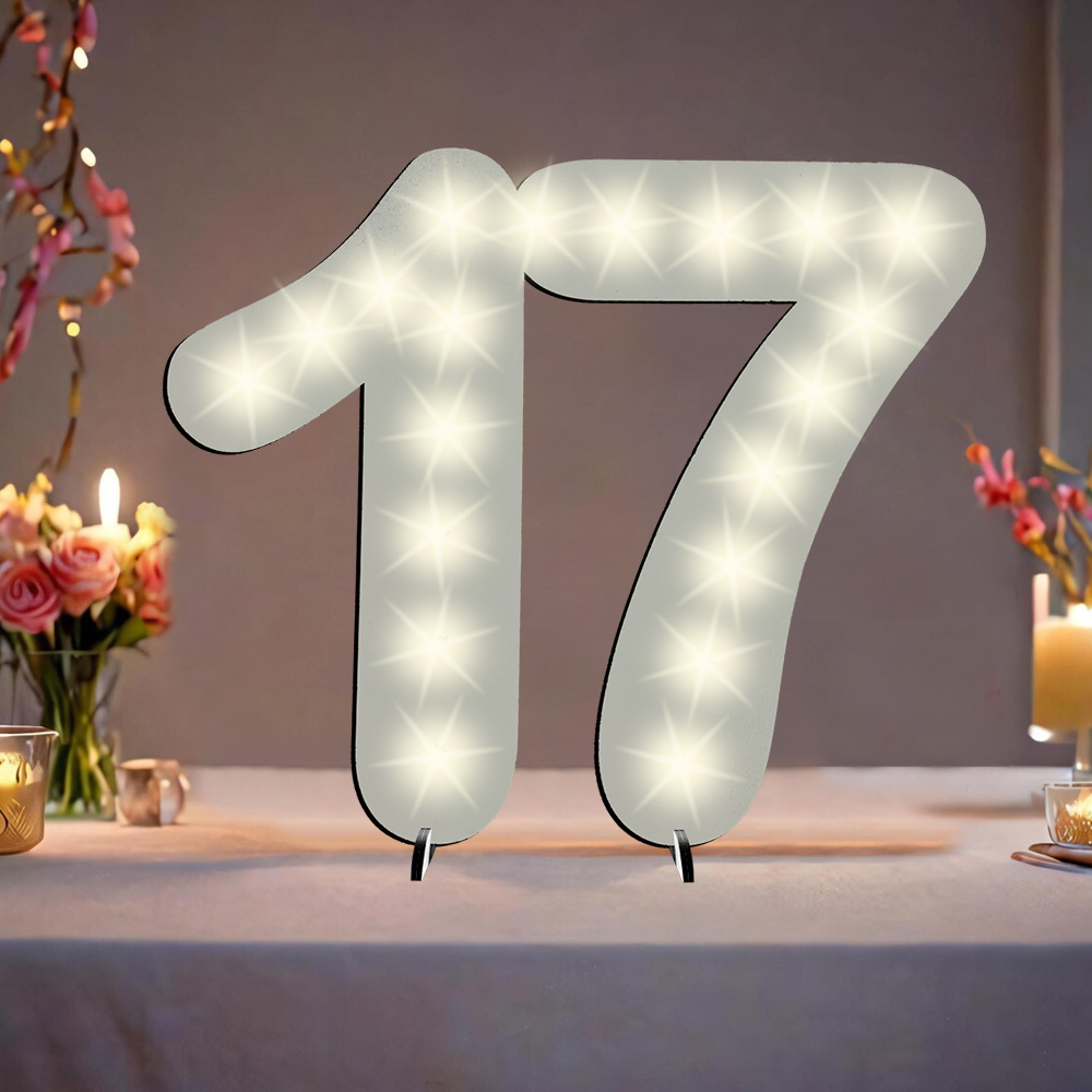 XXL Zahl weiß zum 17. Geburtstag, mit 20 LEDs, ca. 40cm x 30cm XXL Zahl weiß zum 17. Geburtstag, mit 20 LEDs, ca. 40cm x 30cm von Happygoods GmbH