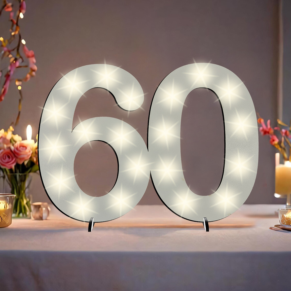 XXL Zahl weiß zum 60. Geburtstag, mit 40 LEDs, ca. 70cm x 50cm XXL Zahl weiß zum 60. Geburtstag, mit 40 LEDs, ca. 70cm x 50cm von Happygoods GmbH