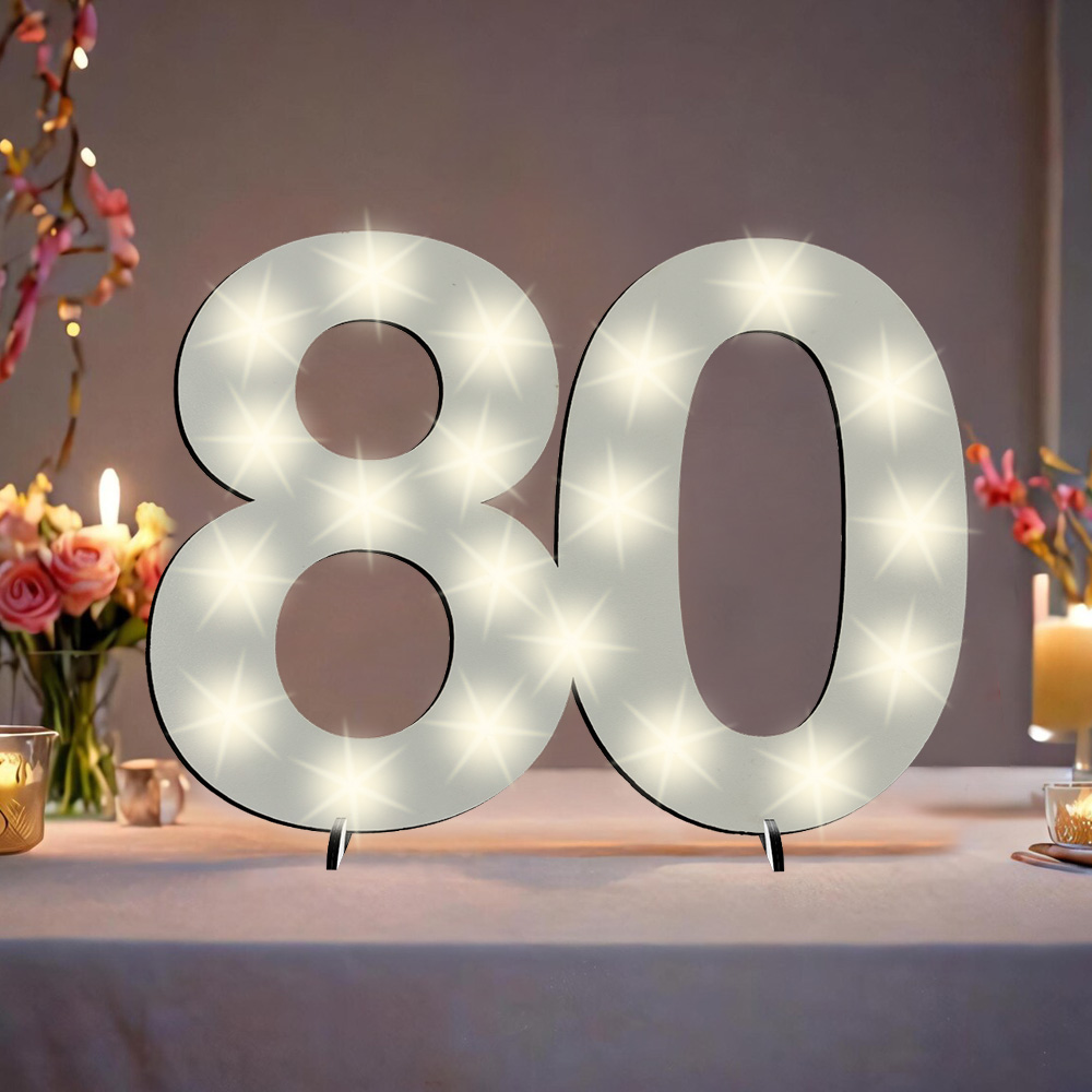 XXL Zahl weiß zum 80. Geburtstag, mit 40 LEDs, ca. 70cm x 50cm XXL Zahl weiß zum 80. Geburtstag, mit 40 LEDs, ca. 70cm x 50cm von Happygoods GmbH