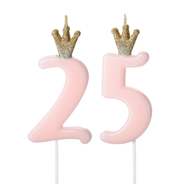 Zahlenkerzen-Set zum 25. Geburtstag in rosa von Happygoods GmbH