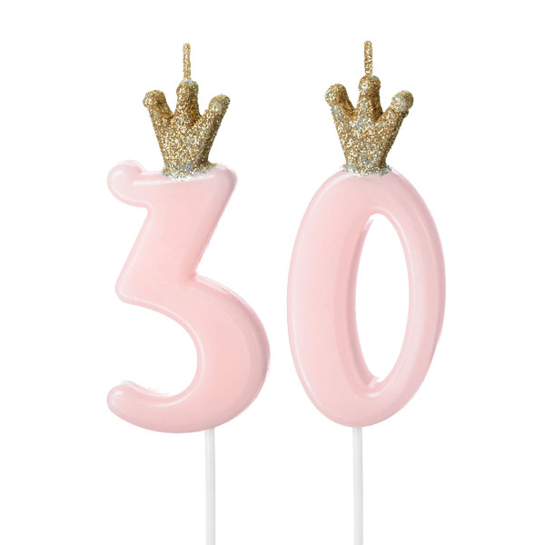 Zahlenkerzen-Set zum 30. Geburtstag in rosa von Happygoods GmbH